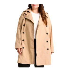 UNIVERSAL STANDARD NWT 7X DERJON Khaki Cotton Double Breasted Trench Coat Jacket